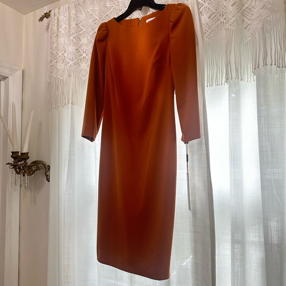 NWT  Calvin Klein burnt orange sheath dress
